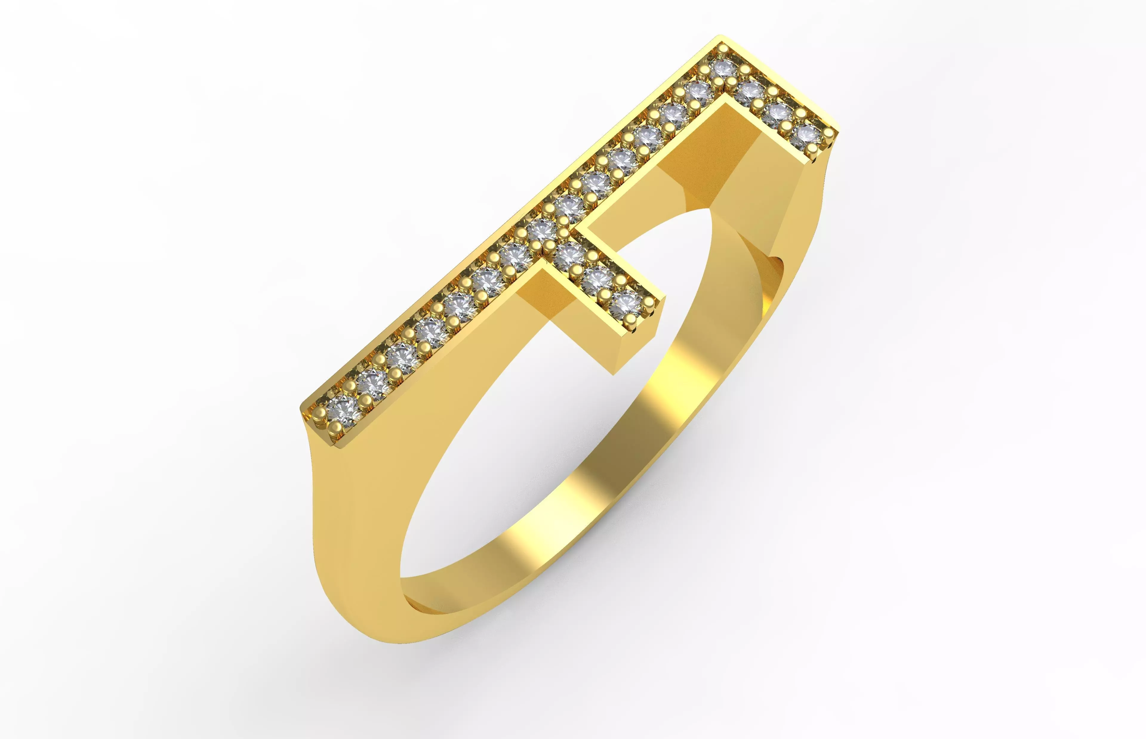 Alphabet F Diamond Ring 3D print model