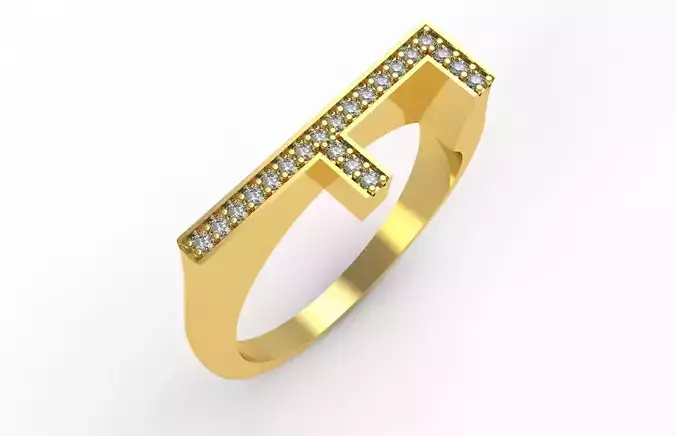 Alphabet F Diamond Ring 3D print model
