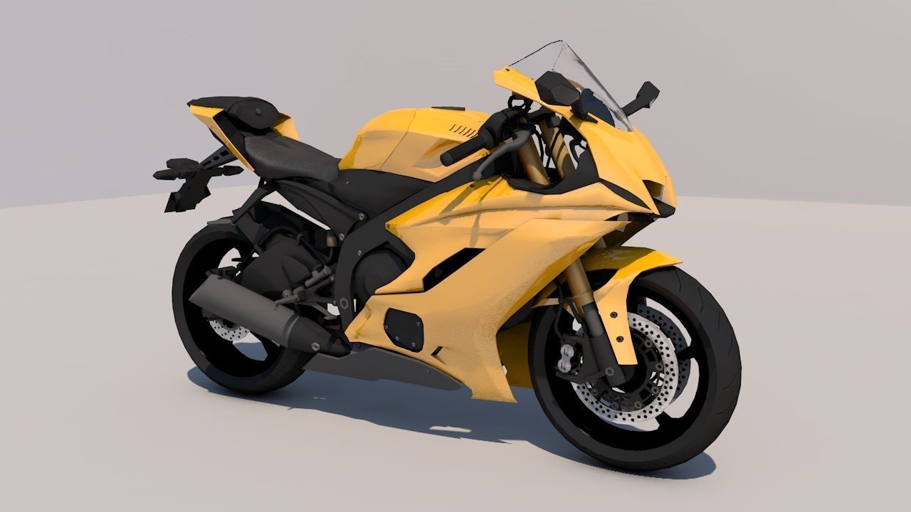 Yamaha YZF 6 3D model - Heavy Bike - Sports Bikes LowPoly Low-poly 3D model_5