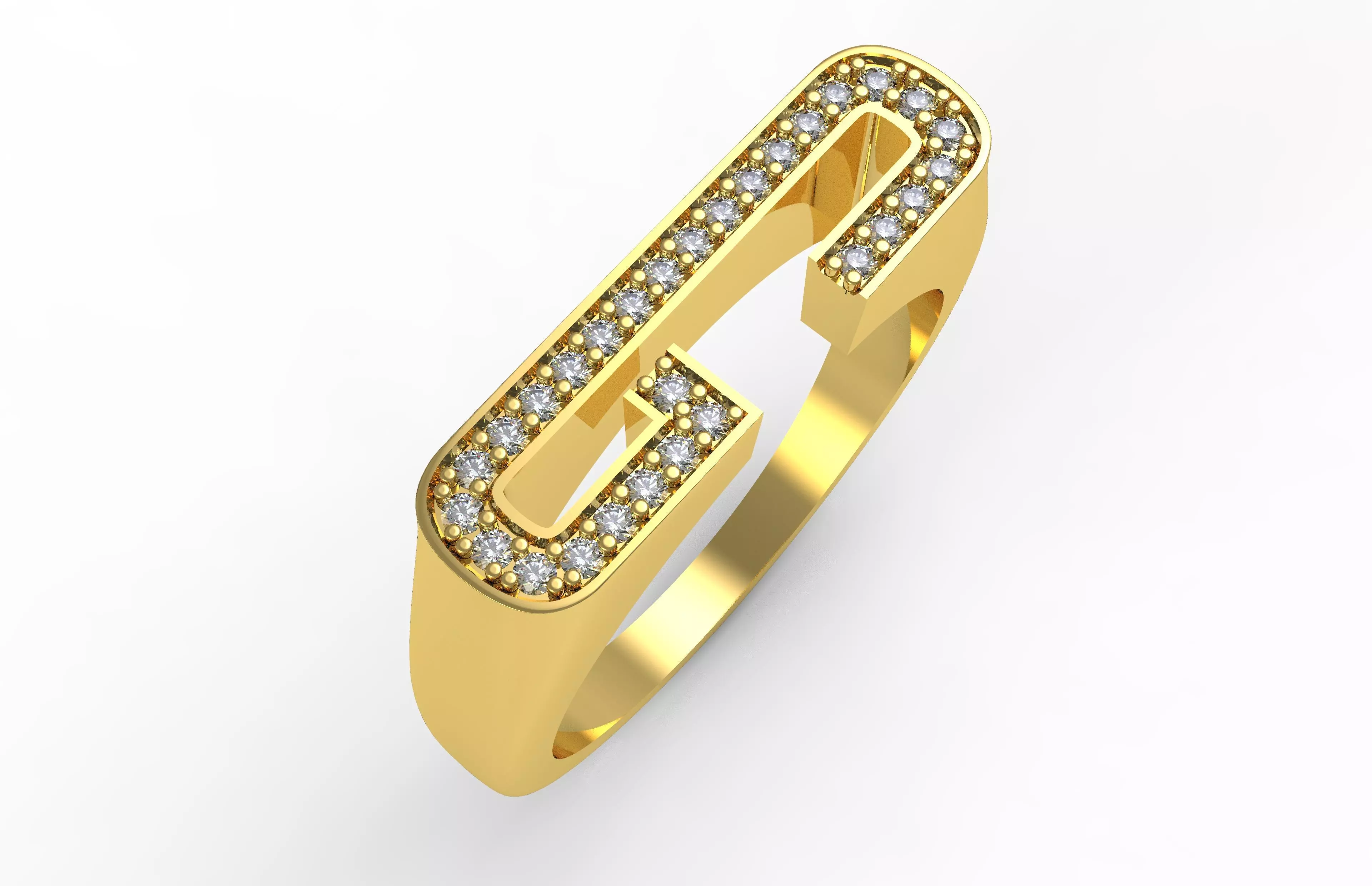 Alphabet G Diamond Ring 3D print model