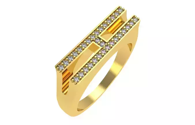 Alphabet H Diamond Ring 3D print model