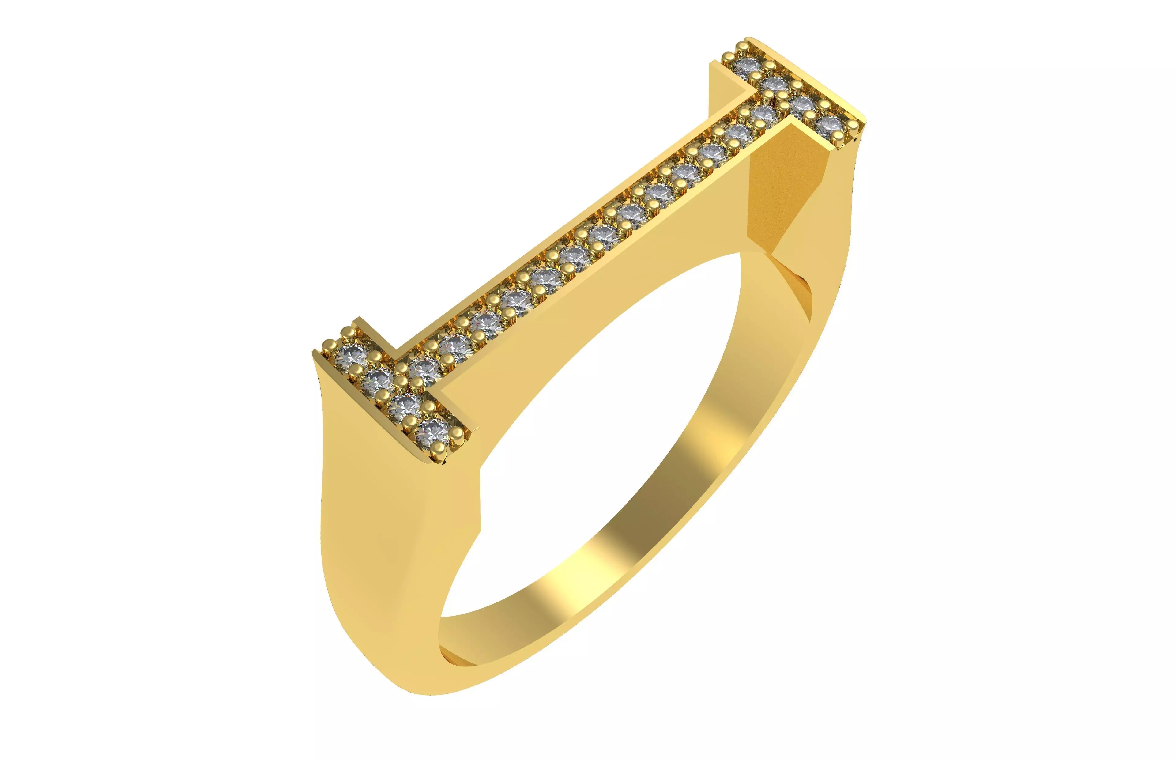 Alphabet I Diamond Ring 3D print model