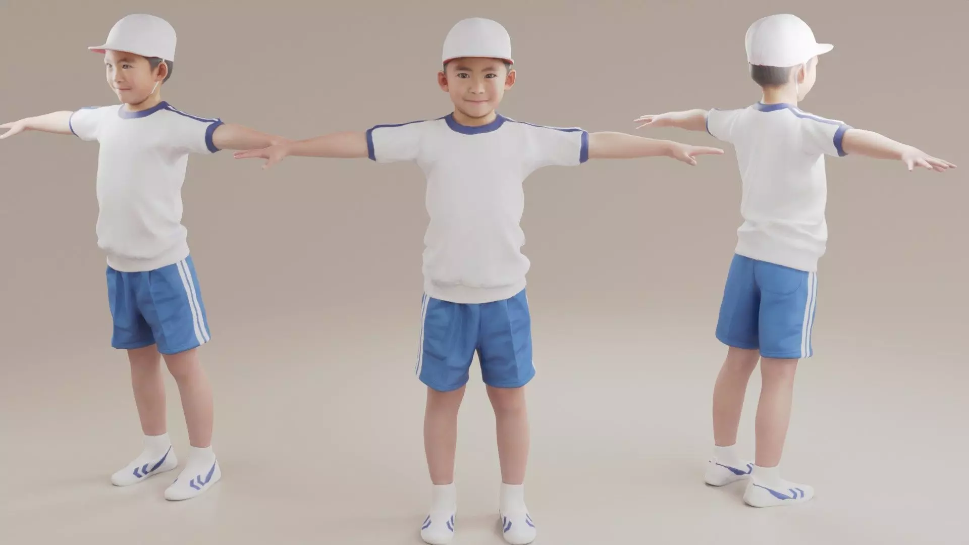 Asian boy in gym uniform 209 Taku Low-poly 3D model_0