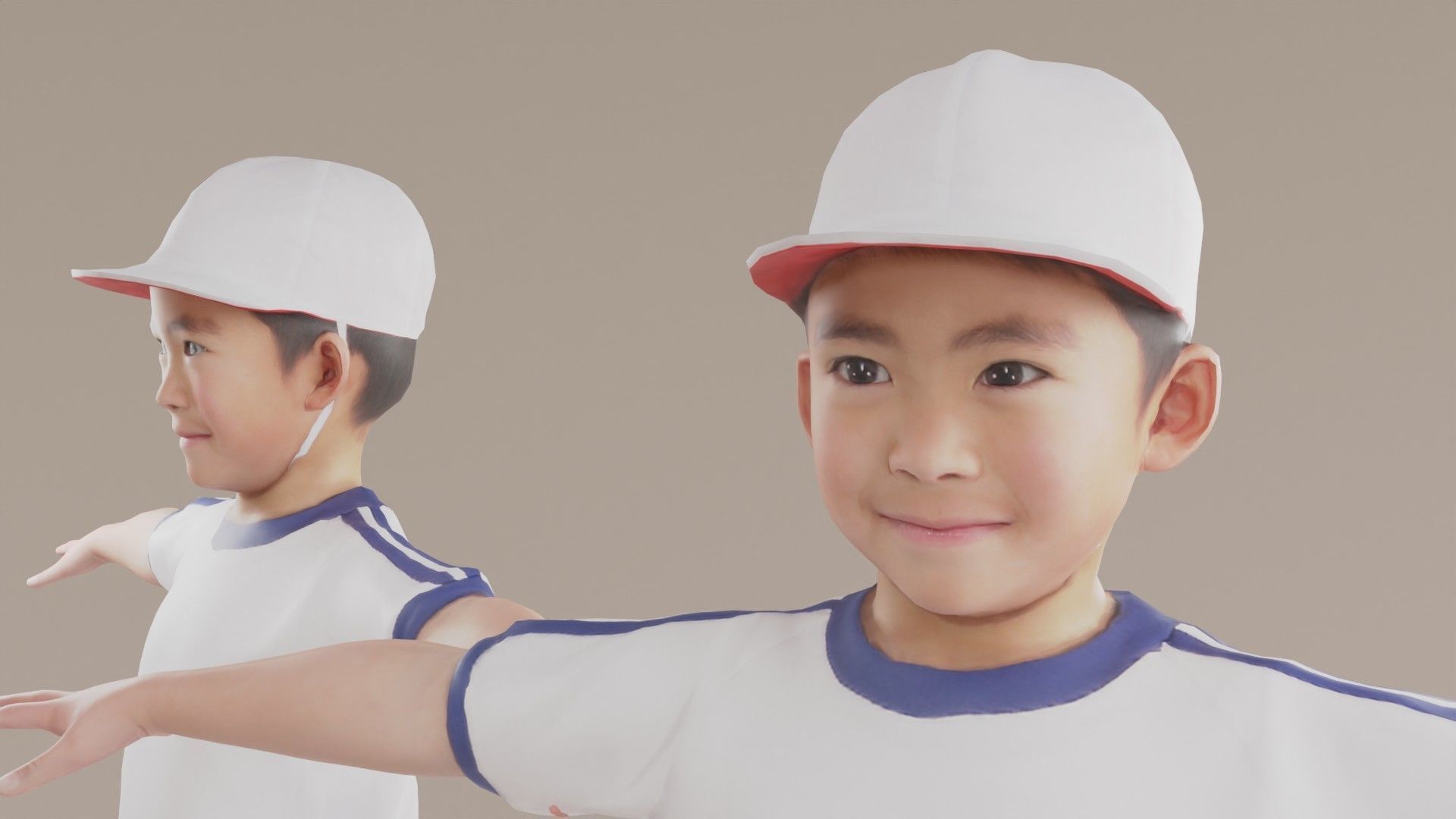 Asian boy in gym uniform 209 Taku Low-poly 3D model_3