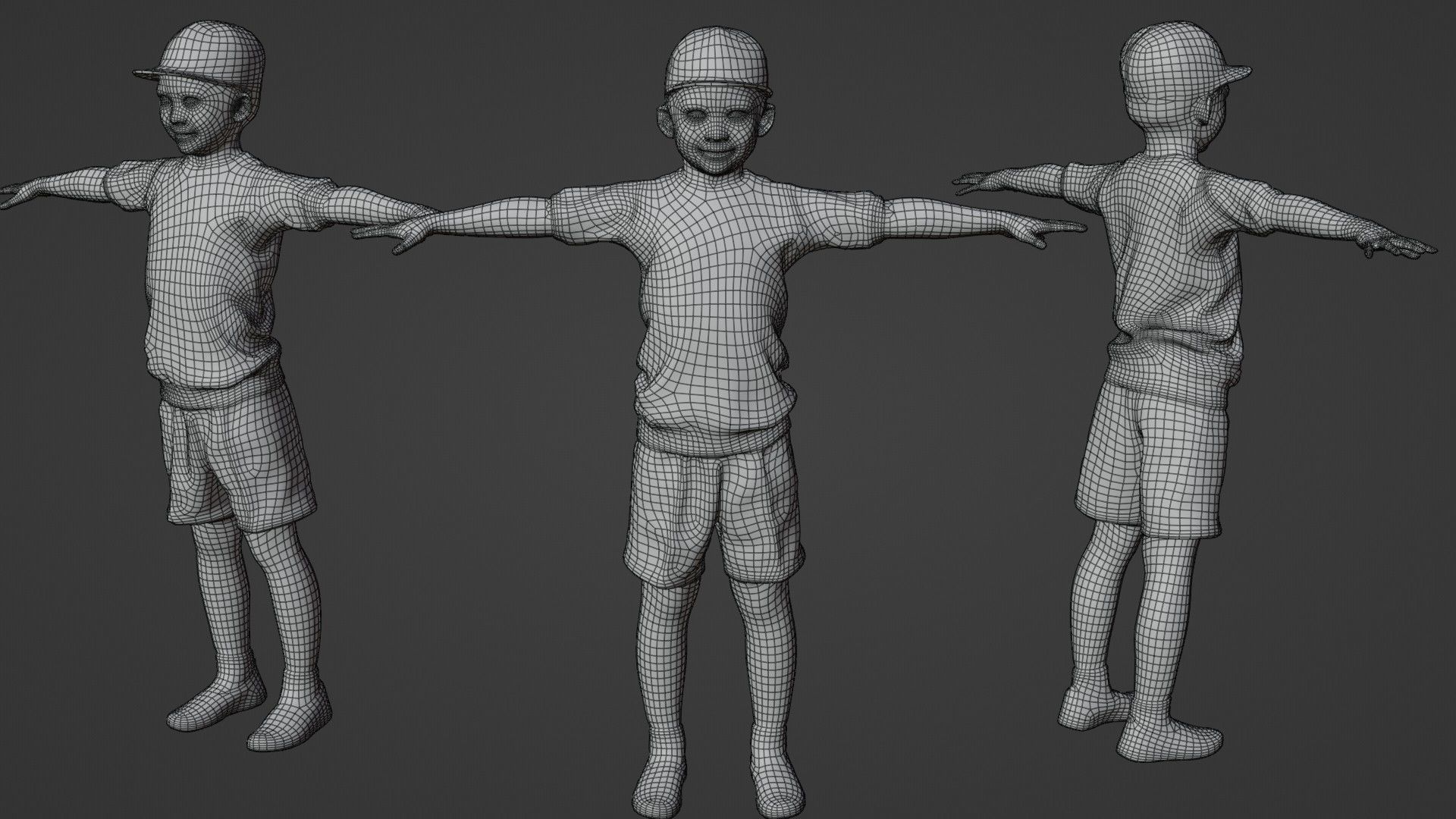 Asian boy in gym uniform 209 Taku Low-poly 3D model_2