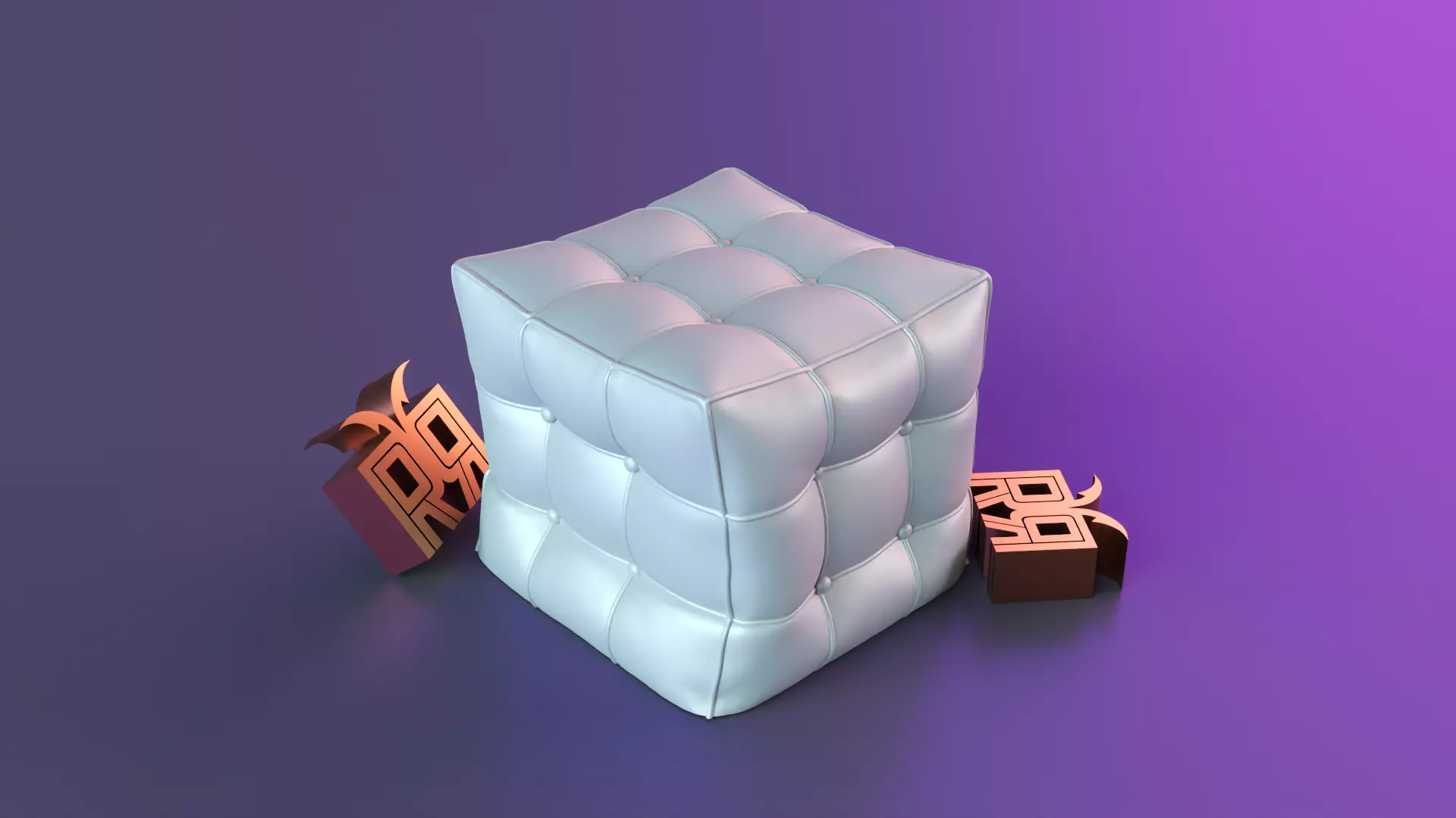 puf cube candle 3D print model_0