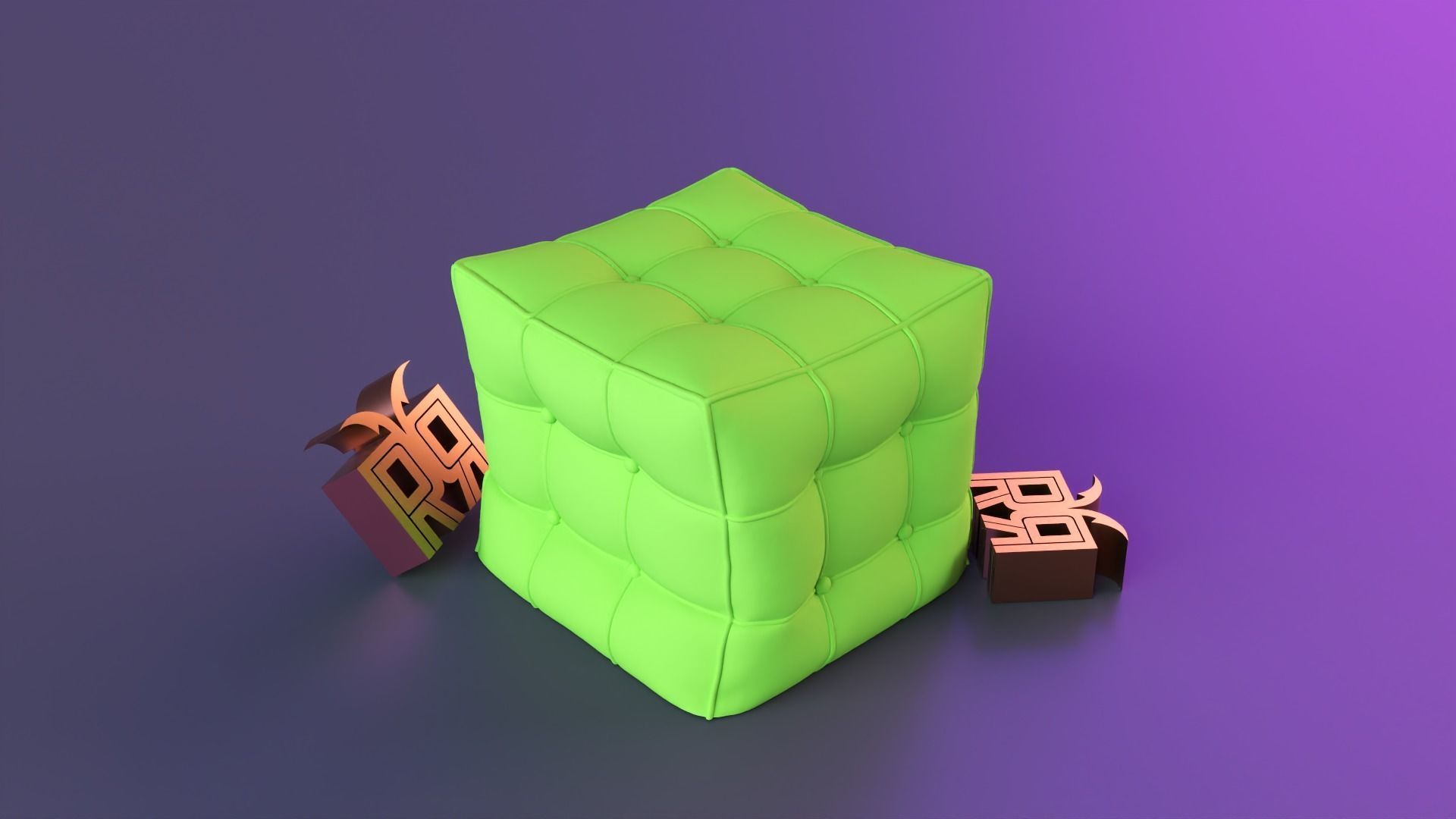 puf cube candle 3D print model_4