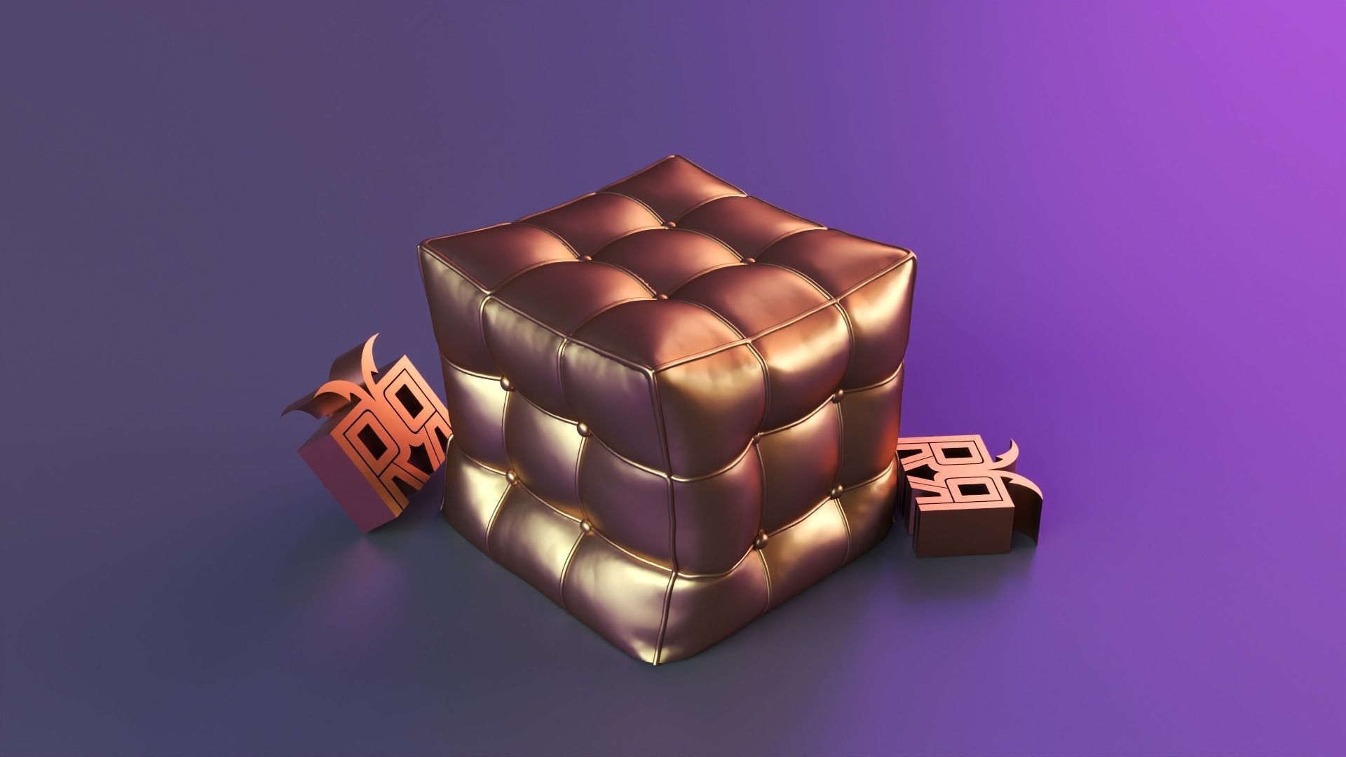 puf cube candle 3D print model_7