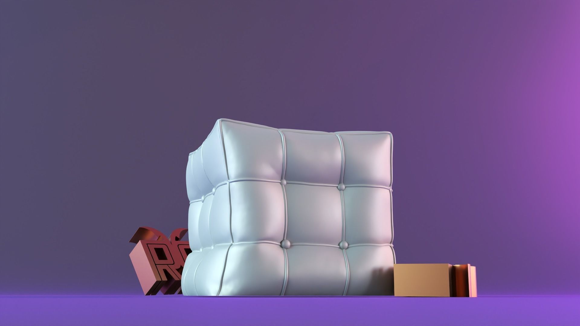 puf cube candle 3D print model_3