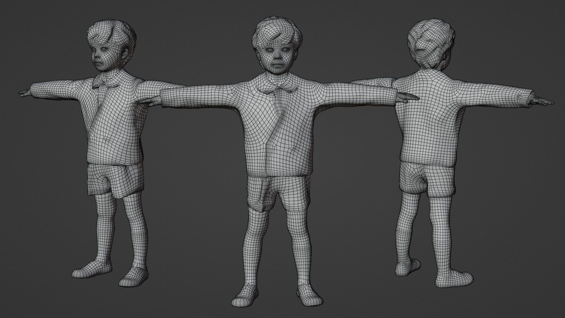 A boy in a kindergarten uniform 223 Rui Low-poly 3D model_2