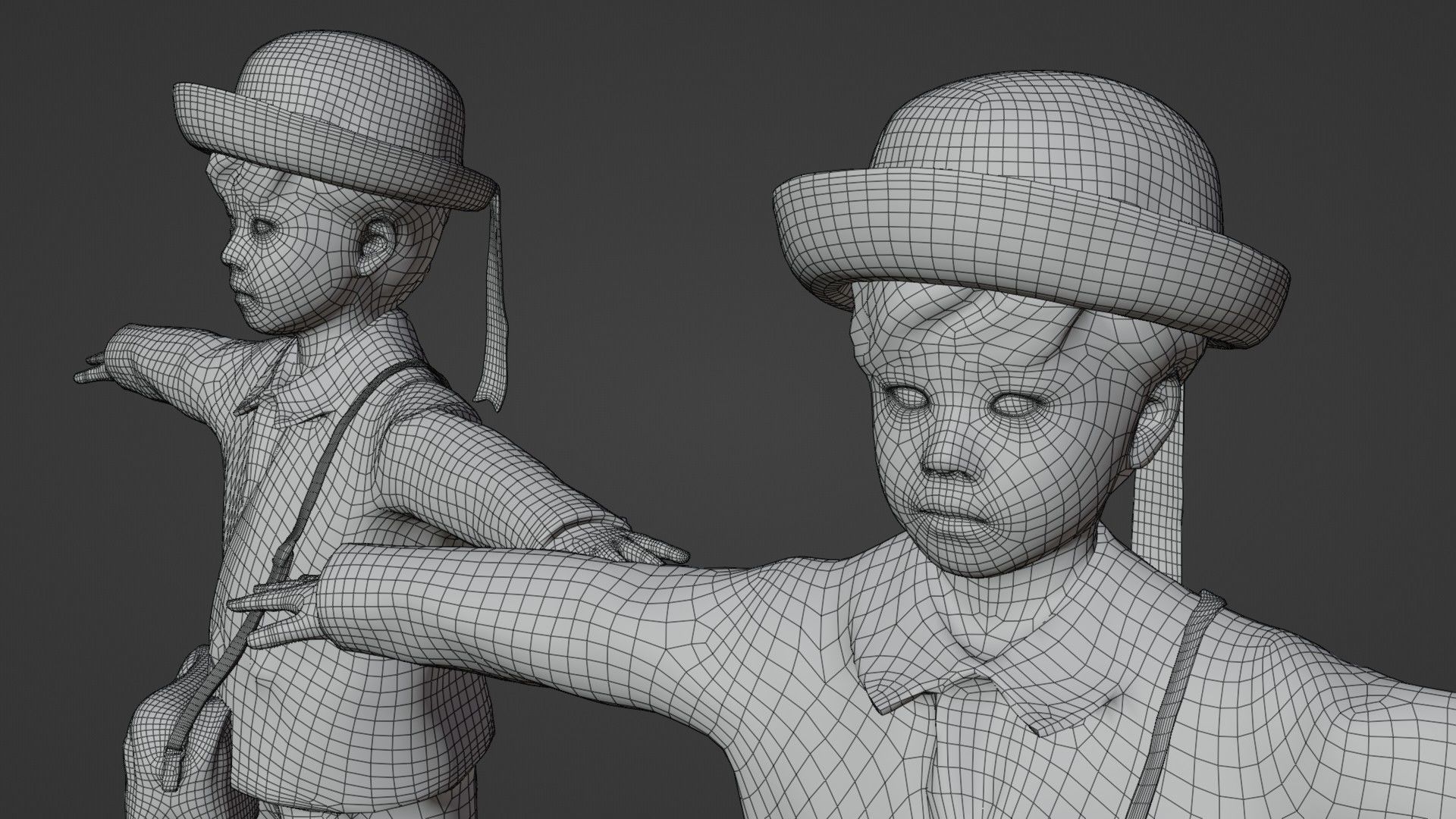 A boy in a kindergarten uniform 223 Rui Low-poly 3D model_6