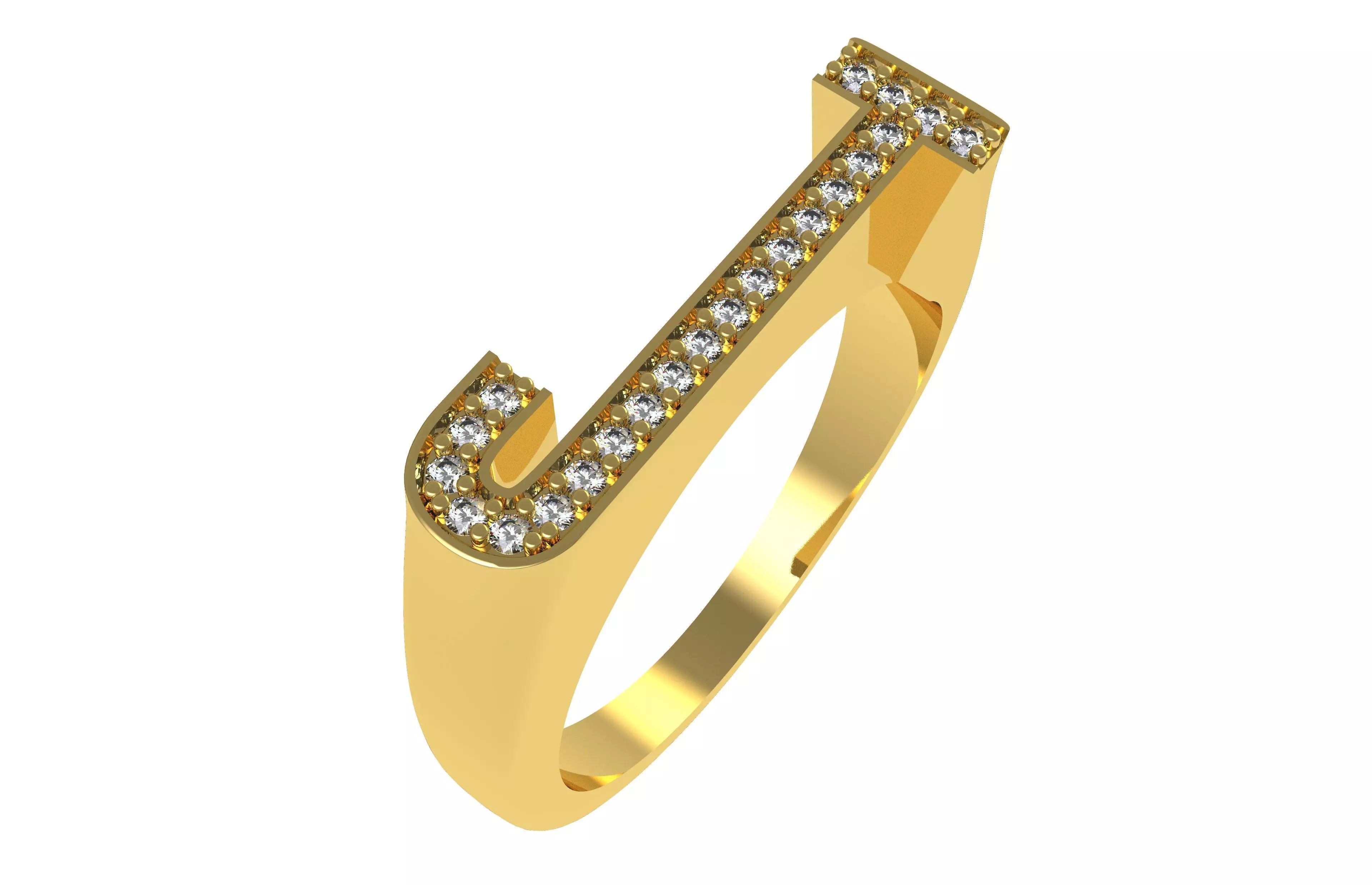 Alphabet J Diamond Ring 3D print model