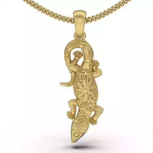 lizard pendant silver gold jewelry 3d printable model