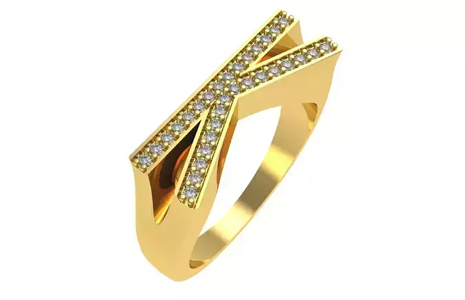Alphabet K Diamond Ring 3D print model