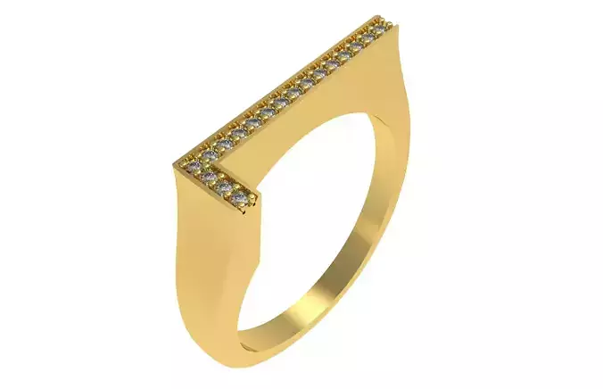 Alphabet L Diamond Ring 3D print model