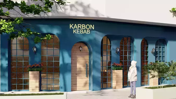 urban street store with facade and interior