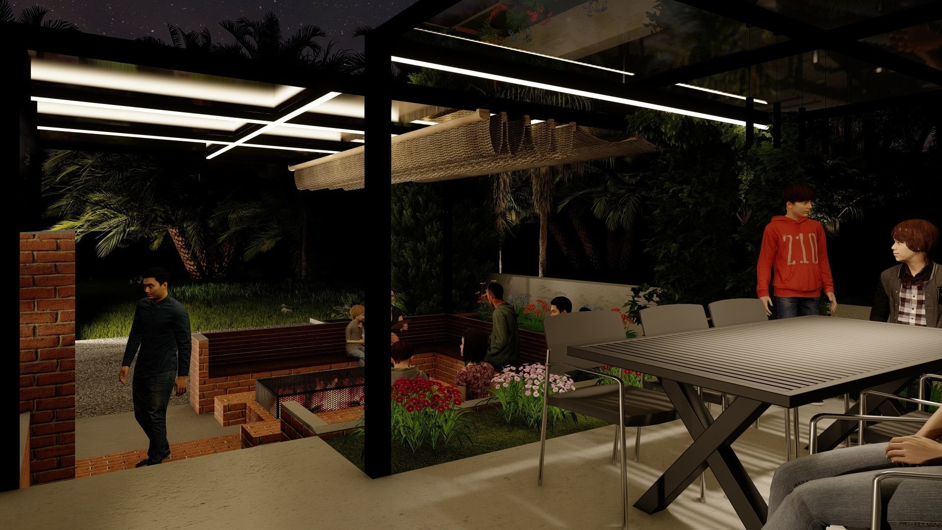 masonry pergola with landscape design and construction documents 3D model_8