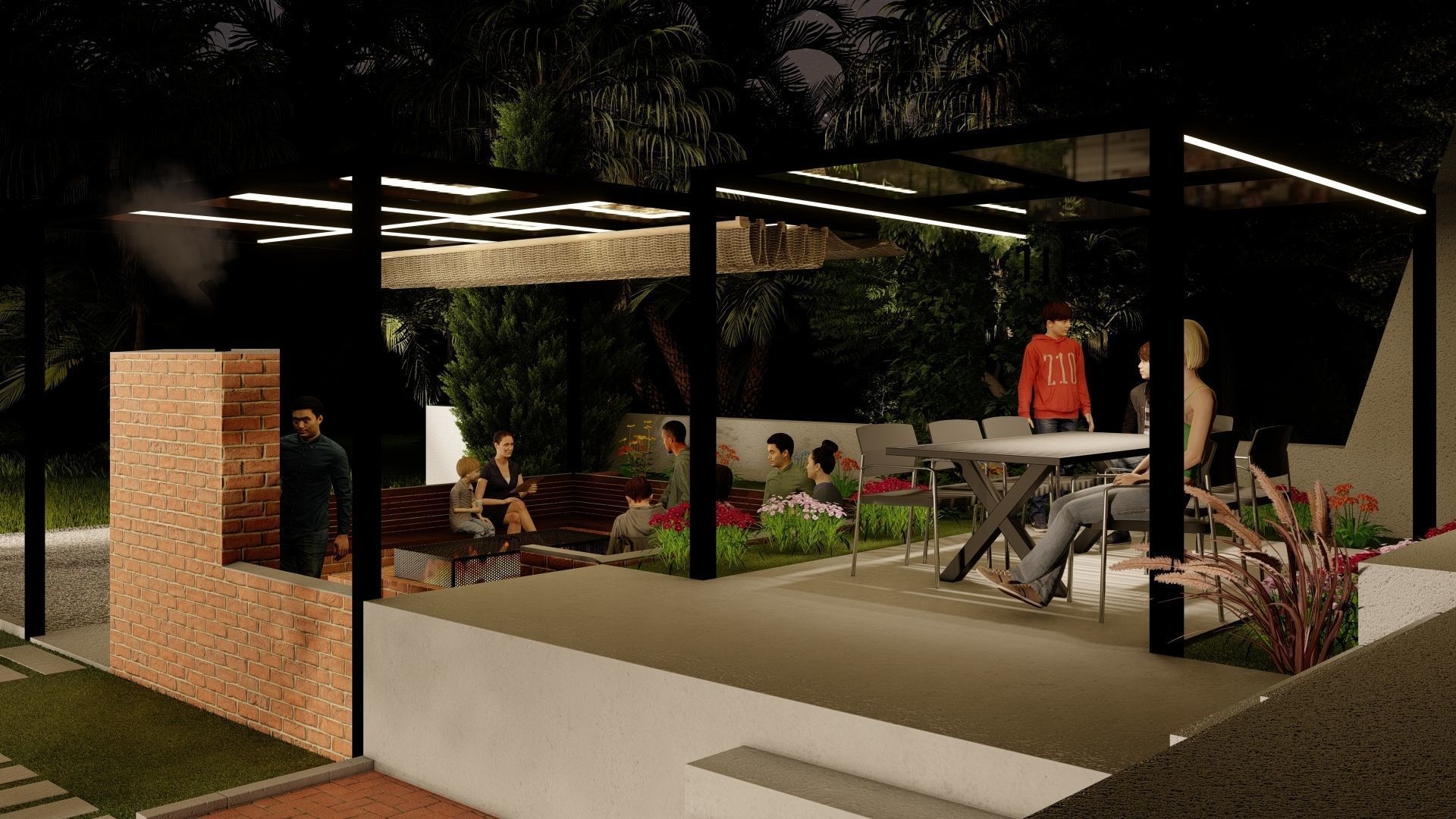 masonry pergola with landscape design and construction documents 3D model_5