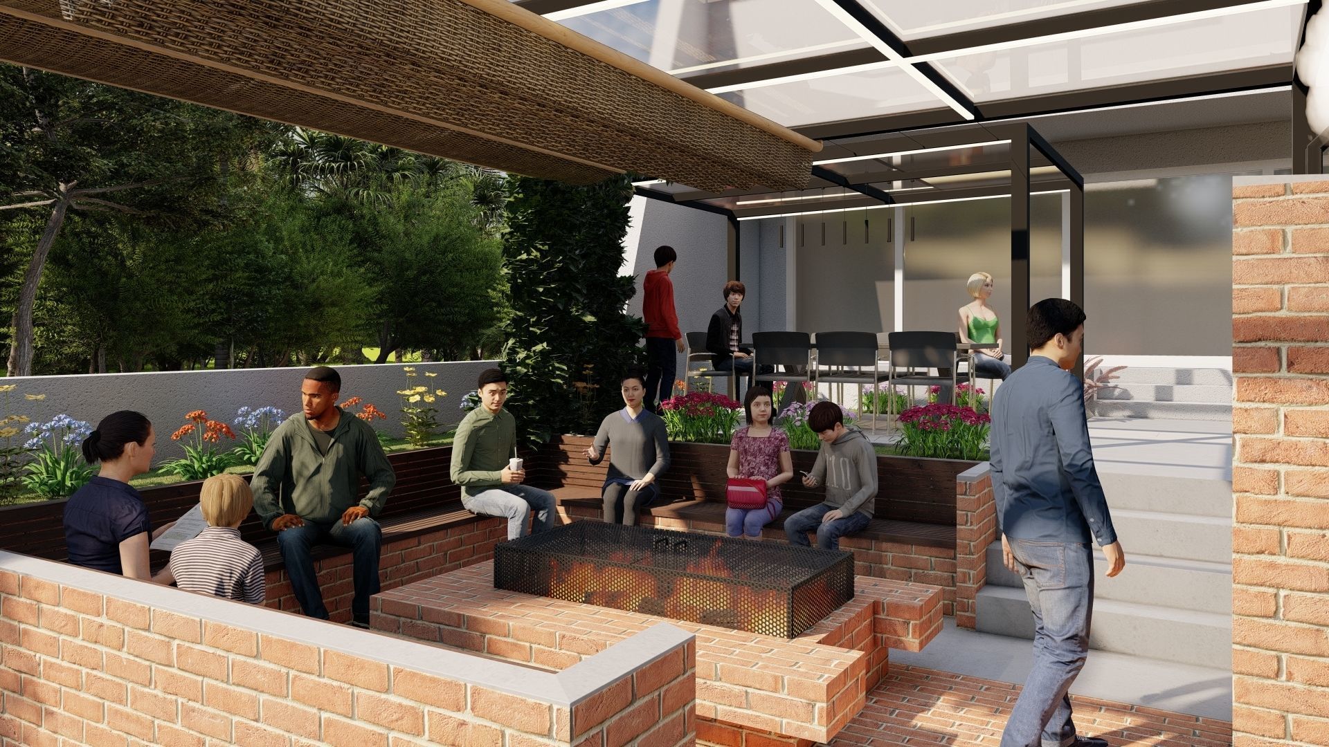 masonry pergola with landscape design and construction documents 3D model_4