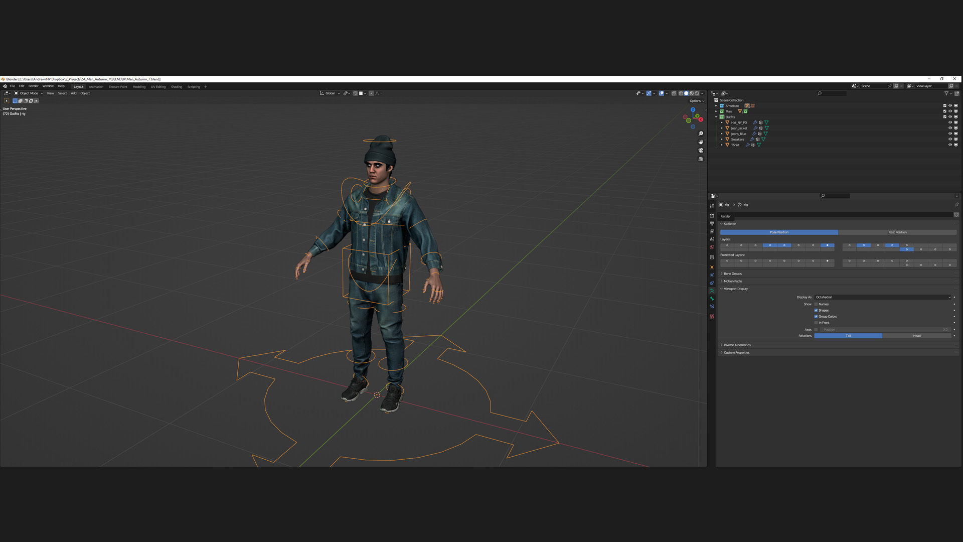 Man - Autumn Outfit 7 - Modular - Rigged Low-poly 3D model_7
