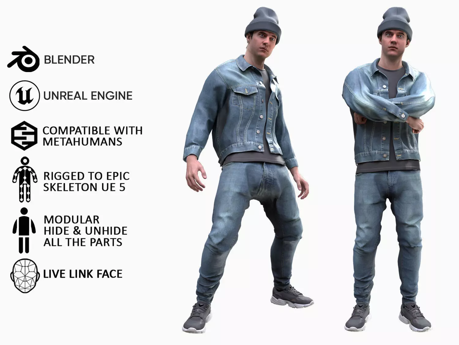 Man - Autumn Outfit 7 - Modular - Rigged Low-poly 3D model_0
