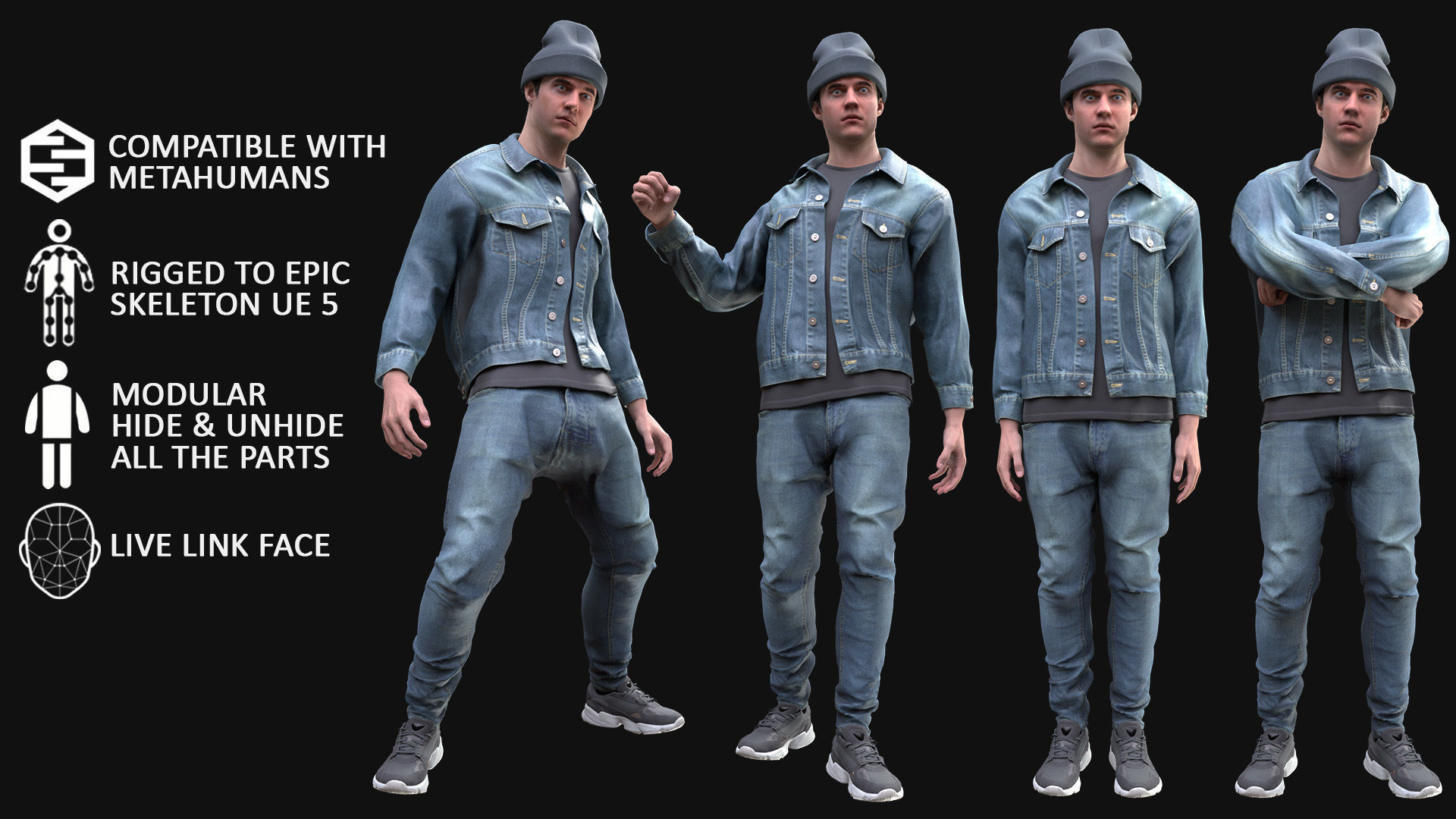 Man - Autumn Outfit 7 - Modular - Rigged Low-poly 3D model_3