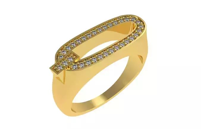 Alphabet Q Diamond Ring 3D print model