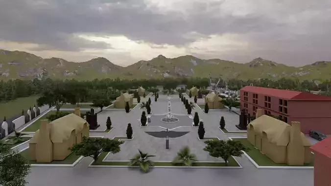 Monumental Urban contemporary landscape design 3D model