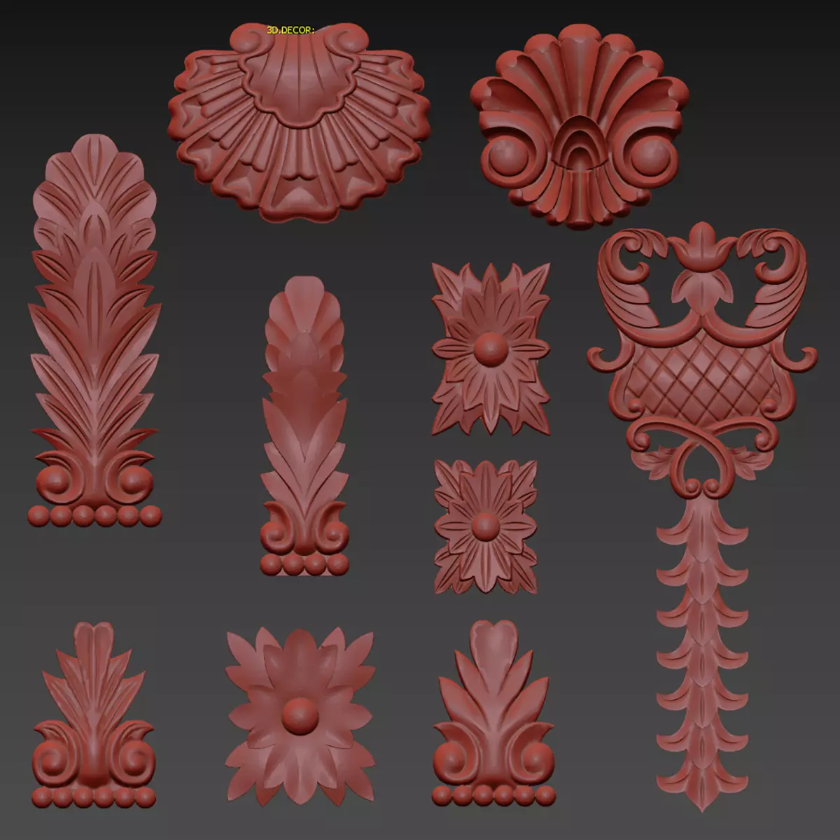 Classic 3d model pattern Luxury inlaid gold 3D model_0