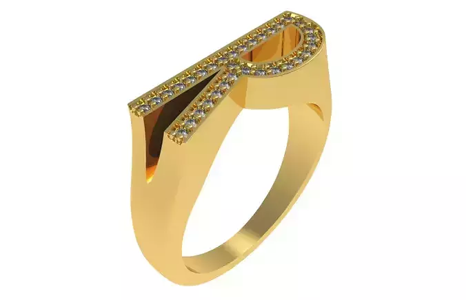Alphabet R Diamond Ring 3D print model