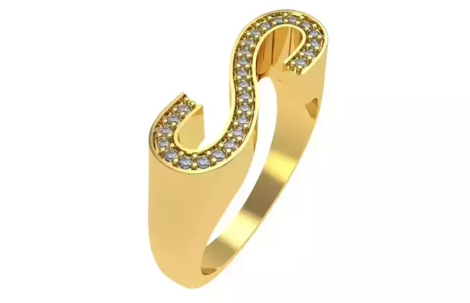 Alphabet S Diamond Ring 3D print model