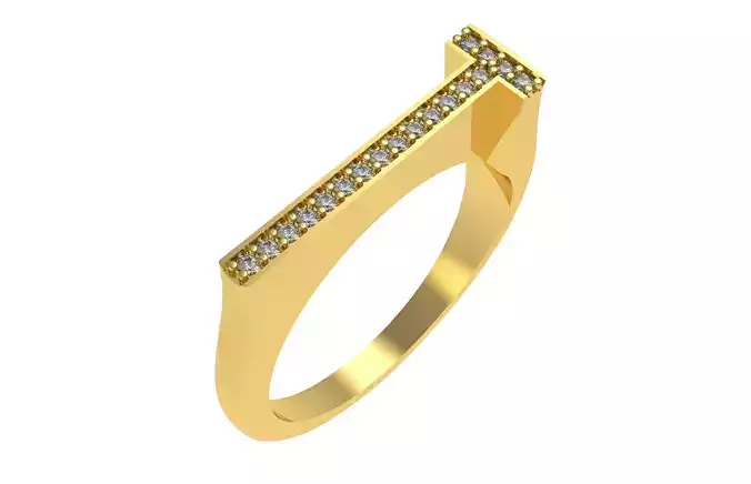 Alphabet T Diamond Ring 3D print model