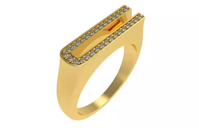 Alphabet U Diamond Ring