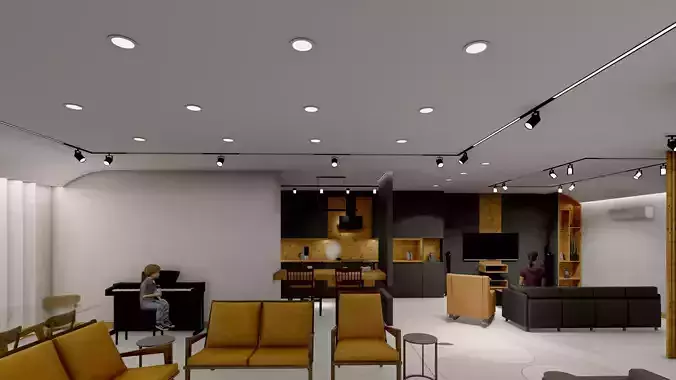 Modern minimalist residential Interior Scene