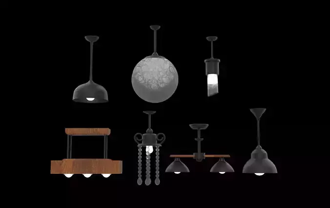 ceiling lights Low-poly 3D model