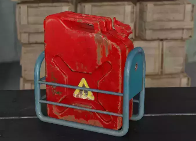Gasoline can with holder game ready Low-poly 3D model