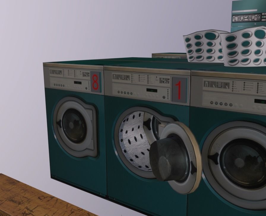 ShopFront Contents Launderette SIDE Low-poly 3D model_5