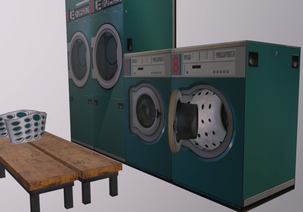 ShopFront Contents Launderette SIDE Low-poly 3D model_4
