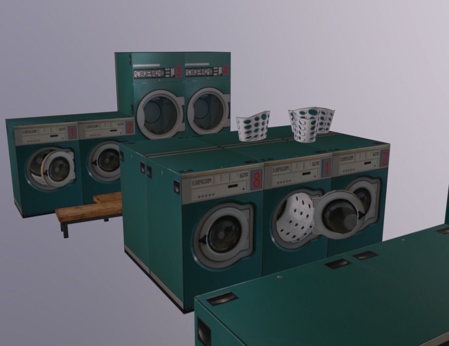 ShopFront Contents Launderette SIDE Low-poly 3D model_2