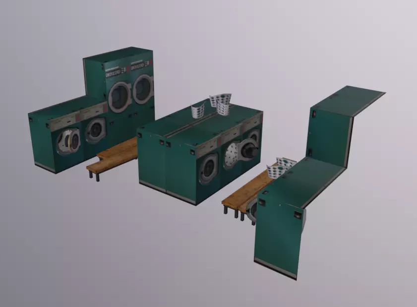 ShopFront Contents Launderette SIDE Low-poly 3D model_0