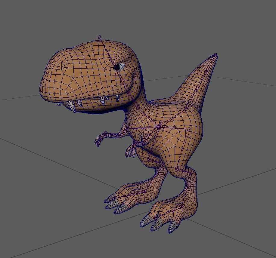 3D Cute Dinosaur Maya Rigged Textured Low-poly 3D model_2
