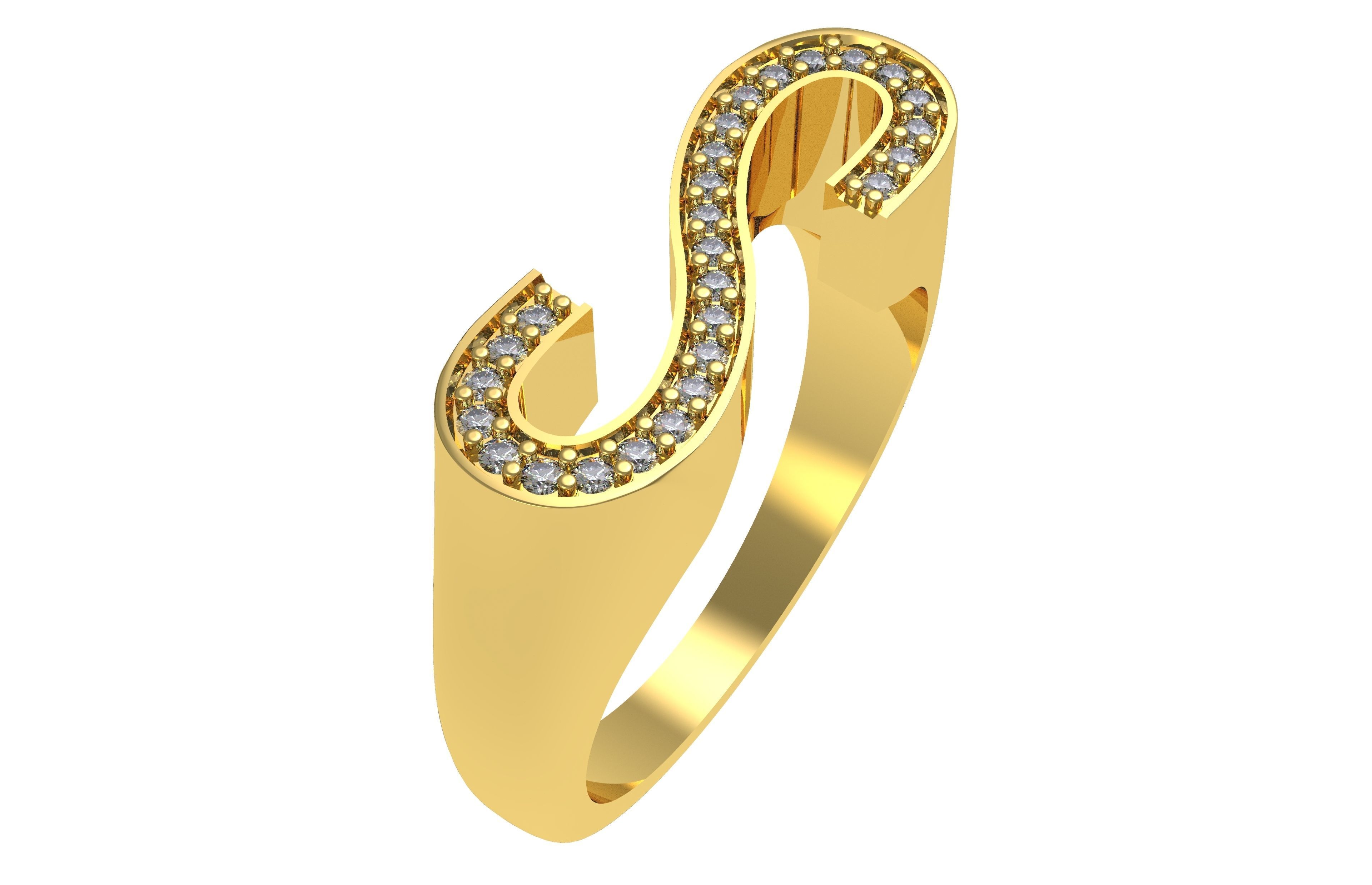 Alphabet A to Z Diamond Ring 3D Model Collection_19