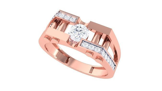 Solitaire Men Groom Gents Diamond Ring 3dm stl obj mtl 3mf glb 3D print model