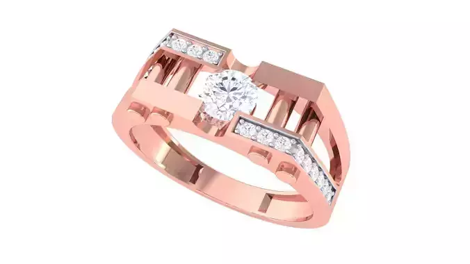 Solitaire Men Groom Gents Diamond Ring 3dm stl obj mtl 3mf glb 3D print model