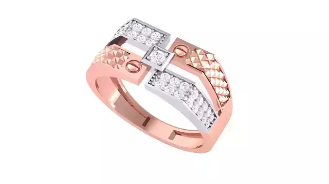 Solitaire Screw Head Men Groom Gents Diamond Ring 3dm stl obj