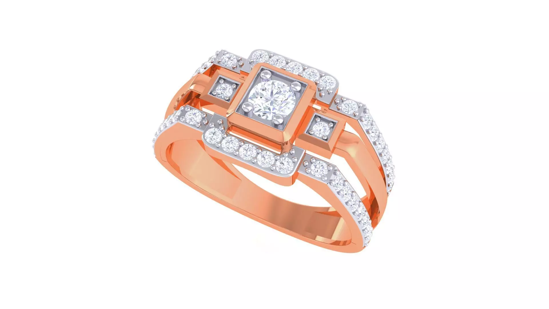 Solitaire Men Groom Gents Diamond Ring 3dm stl obj mtl 3mf glb 3D print model_0