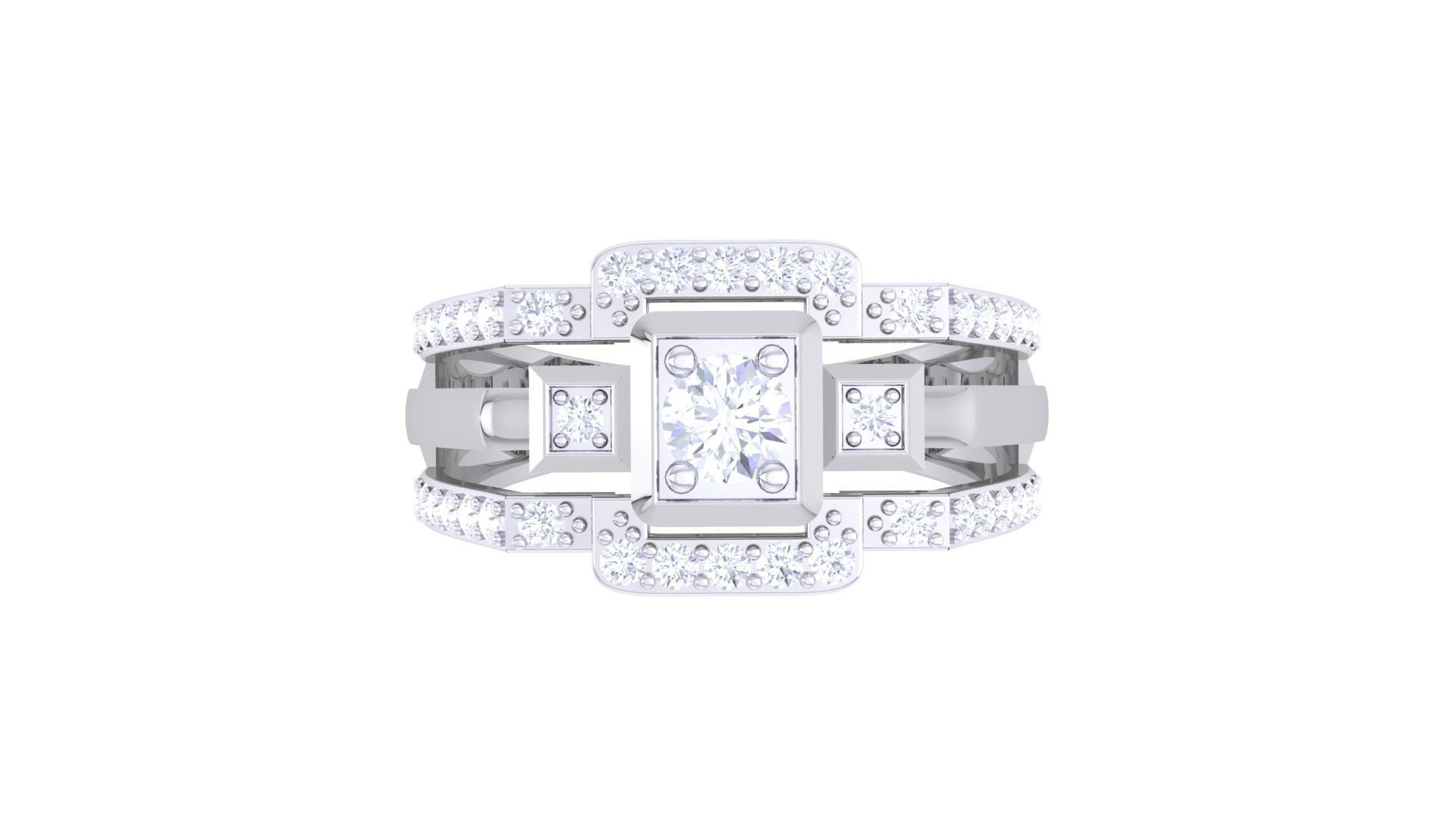 Solitaire Men Groom Gents Diamond Ring 3dm stl obj mtl 3mf glb 3D print model_7