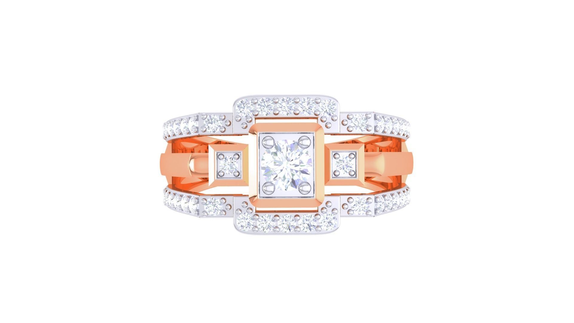 Solitaire Men Groom Gents Diamond Ring 3dm stl obj mtl 3mf glb 3D print model_6