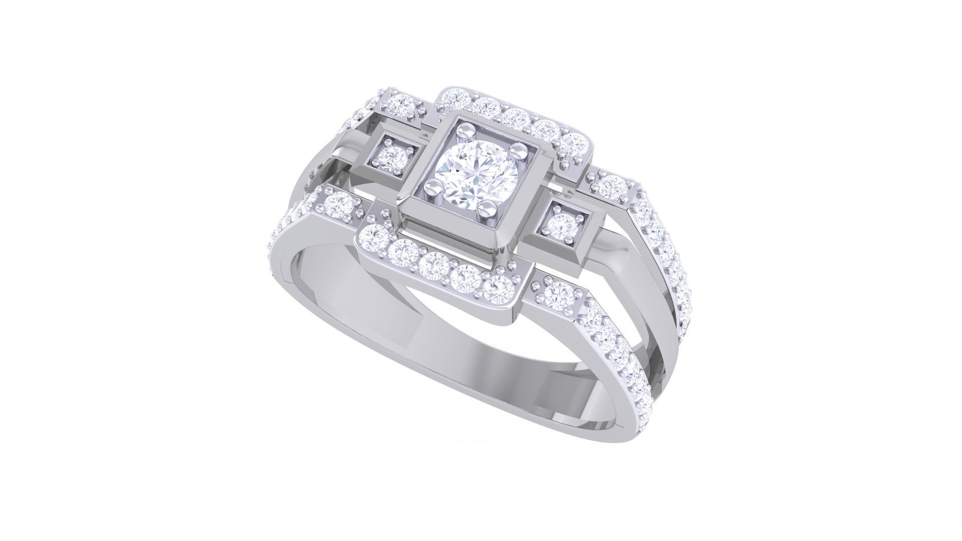 Solitaire Men Groom Gents Diamond Ring 3dm stl obj mtl 3mf glb 3D print model_1