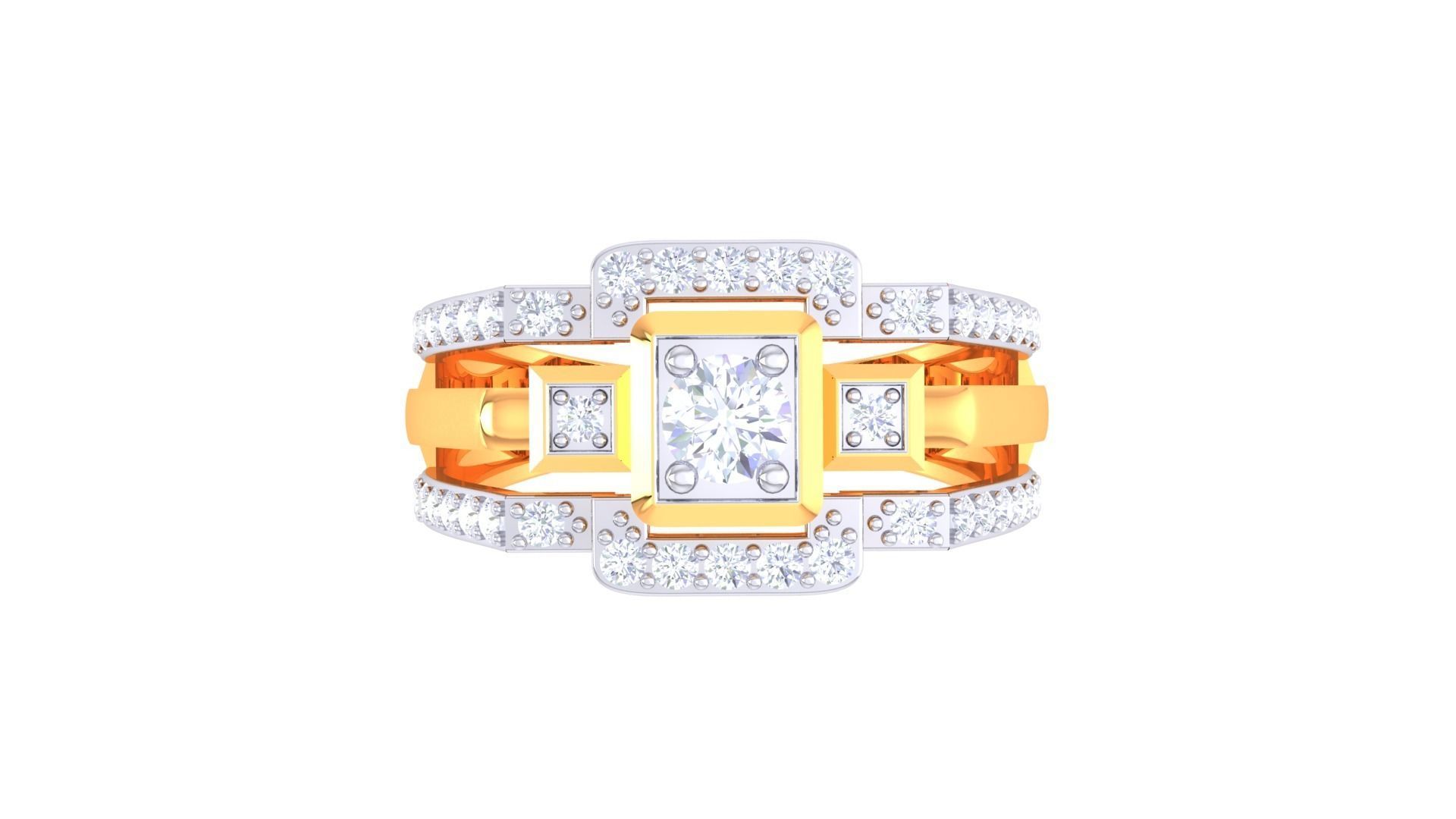 Solitaire Men Groom Gents Diamond Ring 3dm stl obj mtl 3mf glb 3D print model_5